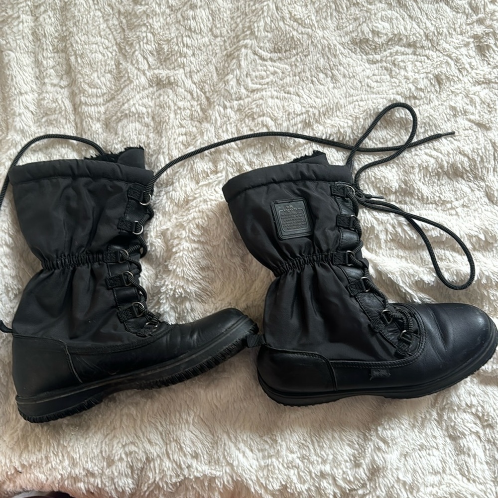 Coach Sage Nylon Leather Shearling Lined
Winter Lace-up boots (37)